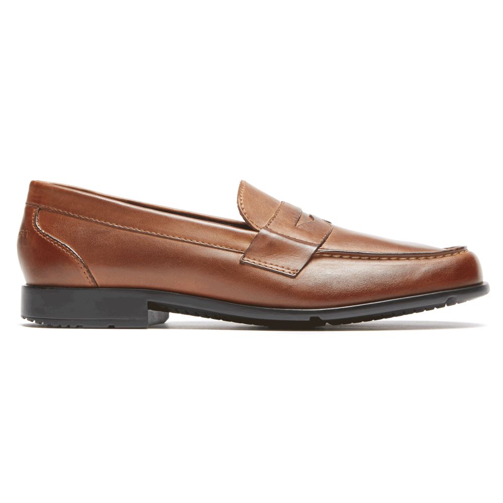 Rockport Canada Classic Penny Slip-Ons - Mens Loafers Cognac (ZOV723806)